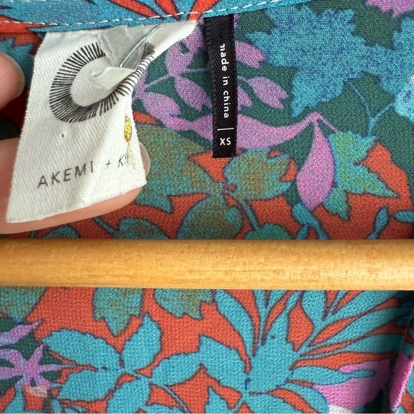 Anthropologie Flutter Sleeve Asymmetrical Tunic Dress Blue Pink - Picture 4 of 14